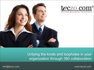 Untying the knots and loopholes in your organization through 360 collaboration Manage your business with integrated online solutions. Collaboration made easy [email_address] www.teczo.com ® 