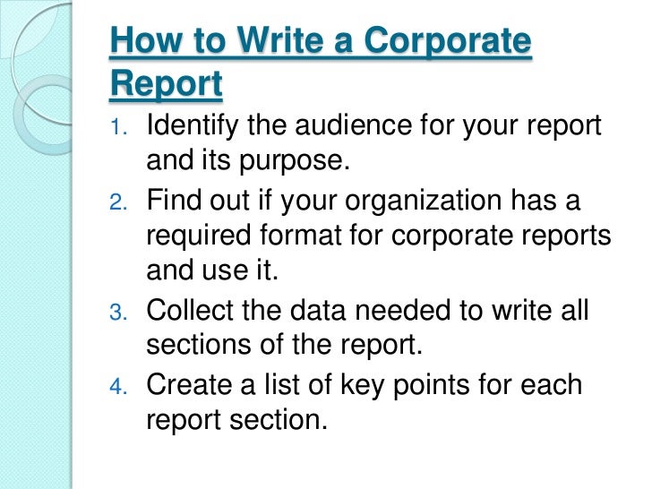 corporate report format