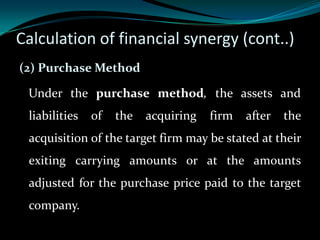 Synergy Calculation Corporate restructuring | PPTX
