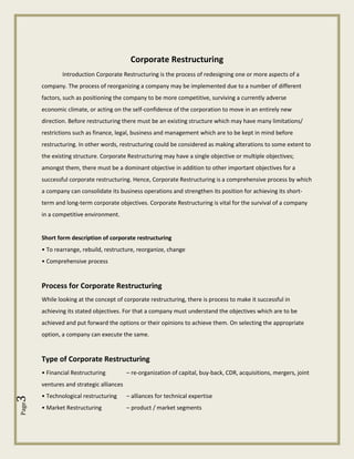 Corporate Restructuring | PDF