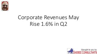 Corporate Revenues May
Rise 1.6% in Q2
 
