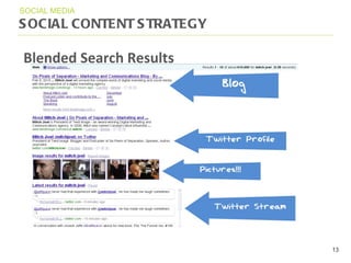 SOCIAL CONTENT STRATEGY SOCIAL MEDIA Blended Search Results 