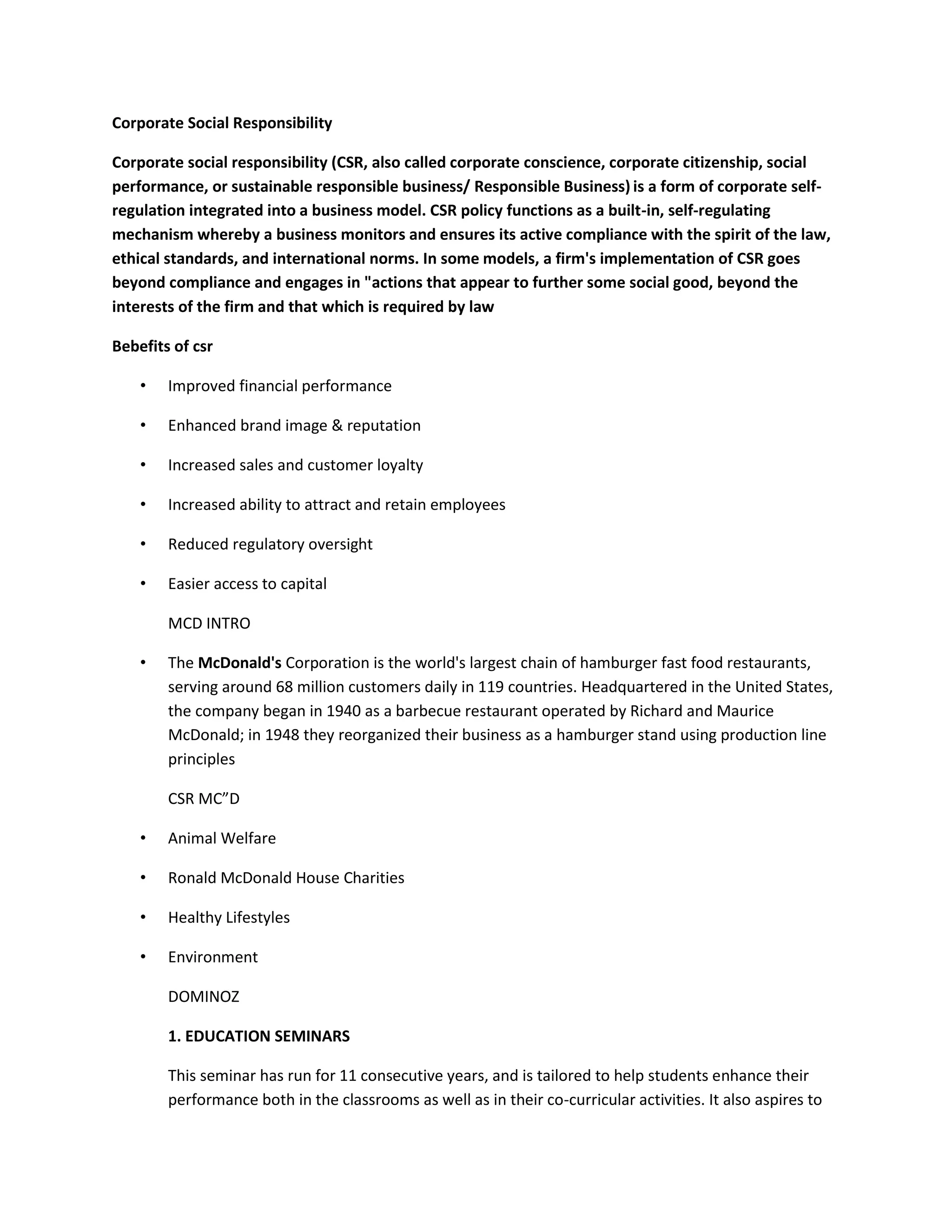 Corporate social responsibility | DOCX