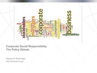 Corporate social responsibility: The policy debate | PPTX