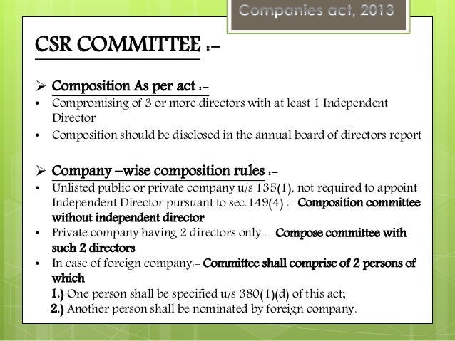 Corporate social responsibility in Companies ACT 2013