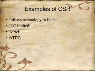 Csr Cpu Examples Corporate social responsibility | PPTX