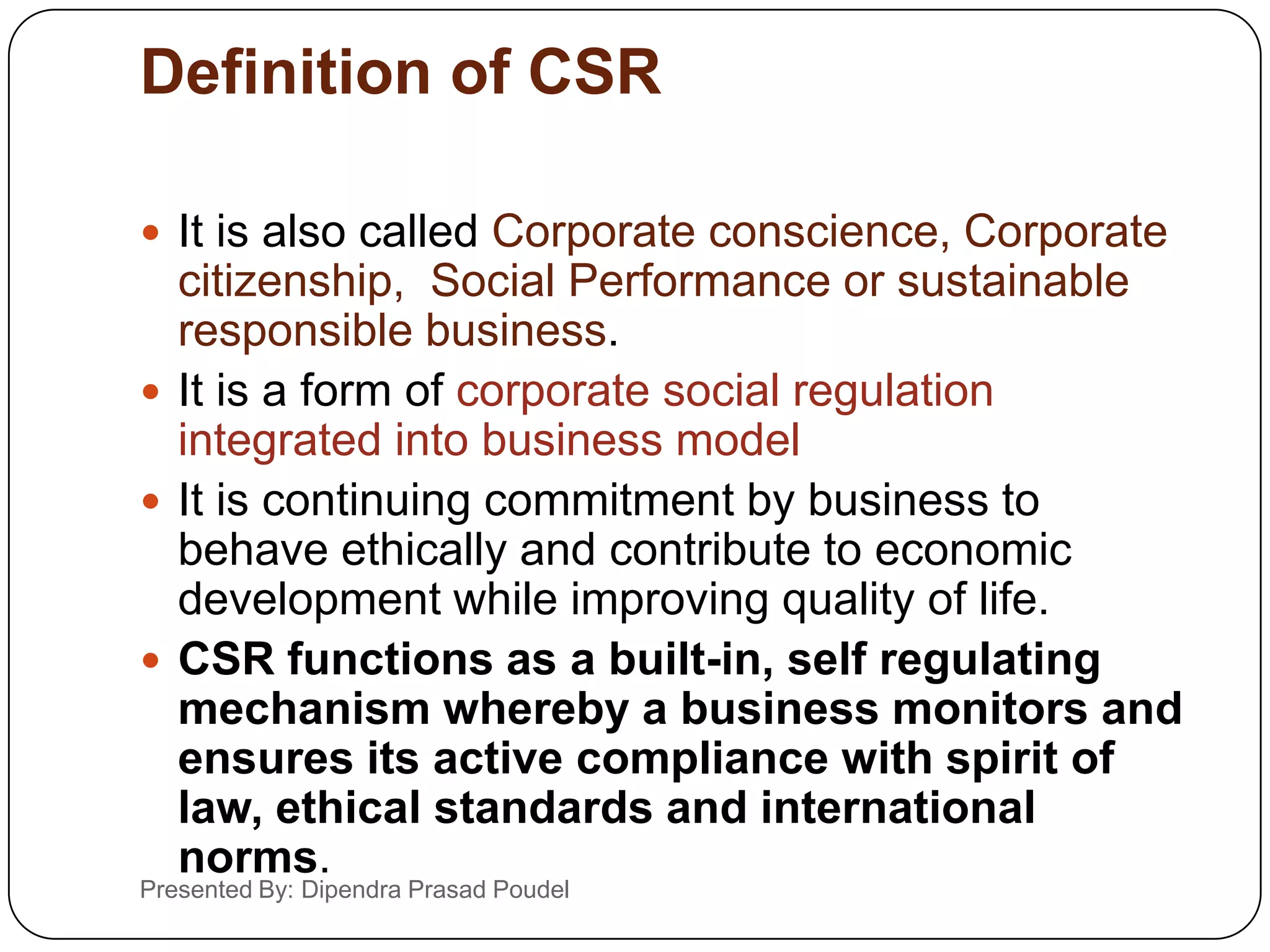 Corporate social responsibility 2013 | PPTX