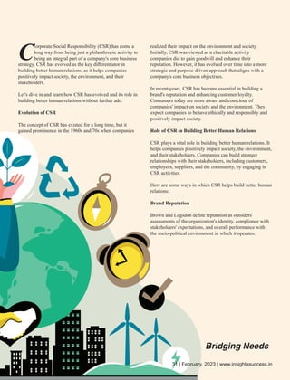 Corporate Social Responsibility Enabling Betterments in Communities ...