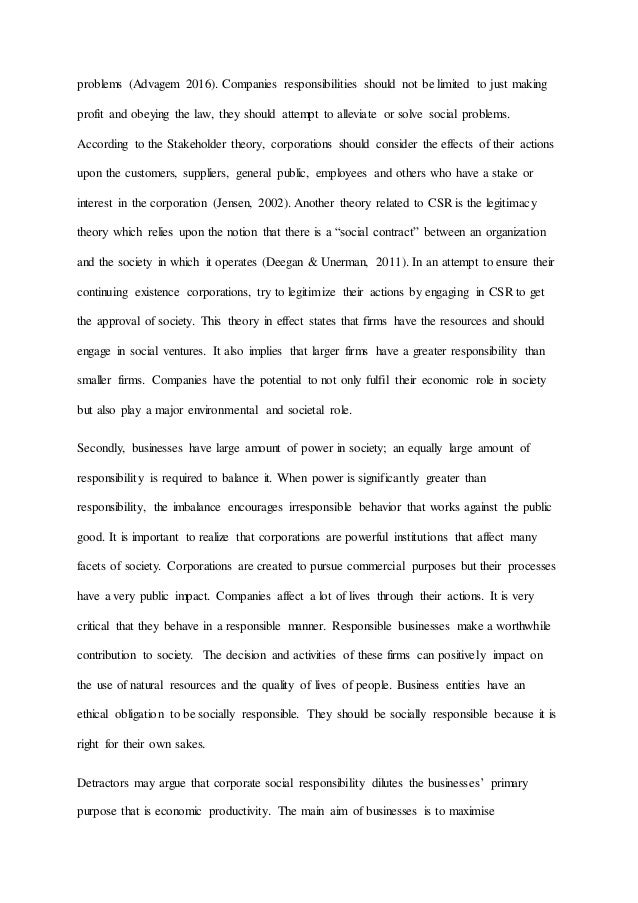 Thesis For A Narrative Essay Responsibility For Addressing These Problems Business Cycle Essay also Extended Essay Topics English Corporate Social Responsibility Essay Informative Synthesis Essay