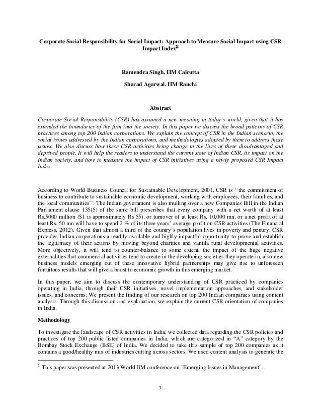 Research papers csr
