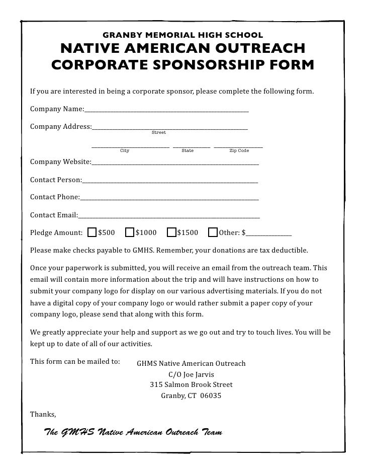 Corporate Sponsorship Form