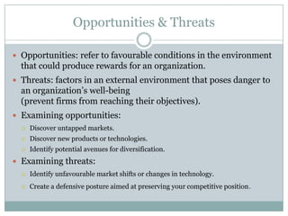 Assess current situation and external environment.
