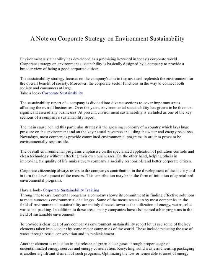 essay on corporate sustainability