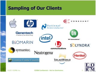 Sampling of Our Clients © 2011 EORM, Inc. EORM Confidential -- Not for Distribution 