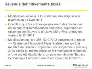 Revenus définitivements taxés


►   Modification suites à la loi contenant des dispositions
    diverses du 14 avril 2011
...