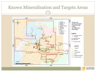 Key Position in Known trend
Eldorado Gold
Serabi Gold
Magellan minerals
Eldorado Gold
Brazilian Gold Corp
Magellan minerals
10
Deposit Company
Cuiu Cuiu Magellan Minerals Ltd
Ouro Roxo privately owned
Tocantinzinho El Dorado Gold Corp
Sao Domingos Aurora Gold Corp
Sao Chico Kenai Resources Ltd
Palito Serabi Gold Plc
Sao Jorge Brazilian Gold Corp
Coringa Magellan Minerals Ltd
 