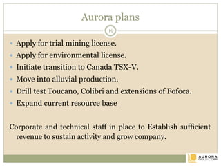 Toucano Ore Zone – trial mining target
19
 