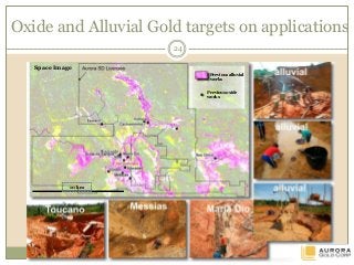 Oxide and Alluvial Gold targets on applications
Space Image
Previous alluvial
works
Previous oxide
works
10 km
24
 