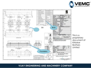 GA BOQ
Foundation
18
9-Sep-16
This is a
proprietary
document of
Kirloskar
Brothers
Limited
5
4
VIJAY ENGINEERING AND MACHINERY COMPANY
 