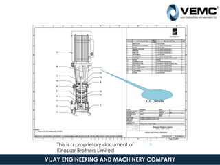 CS Details
18
9-Sep-16
This is a proprietary document of
Kirloskar Brothers Limited
5
6
VIJAY ENGINEERING AND MACHINERY COMPANY
 