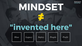 LegacySlow Safety People Profit
≠
"invented here"
MINDSET
 