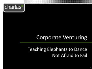 Corporate Venturing
Teaching Elephants to Dance
Not Afraid to Fail
2
 
