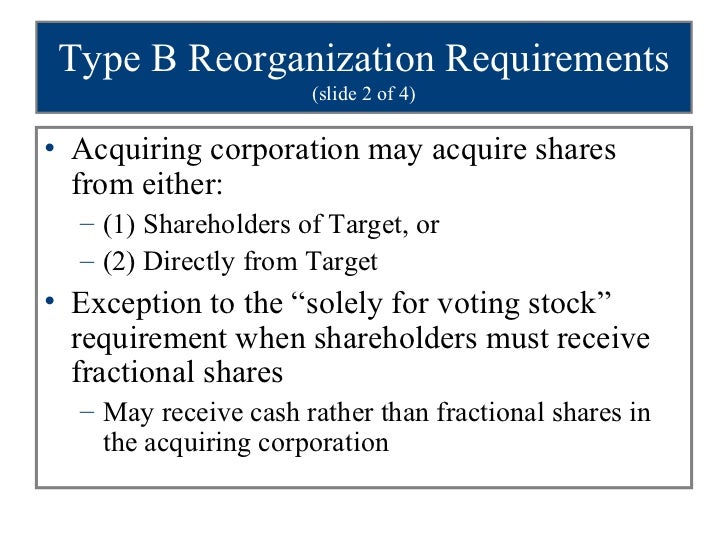 Corporation reorganization