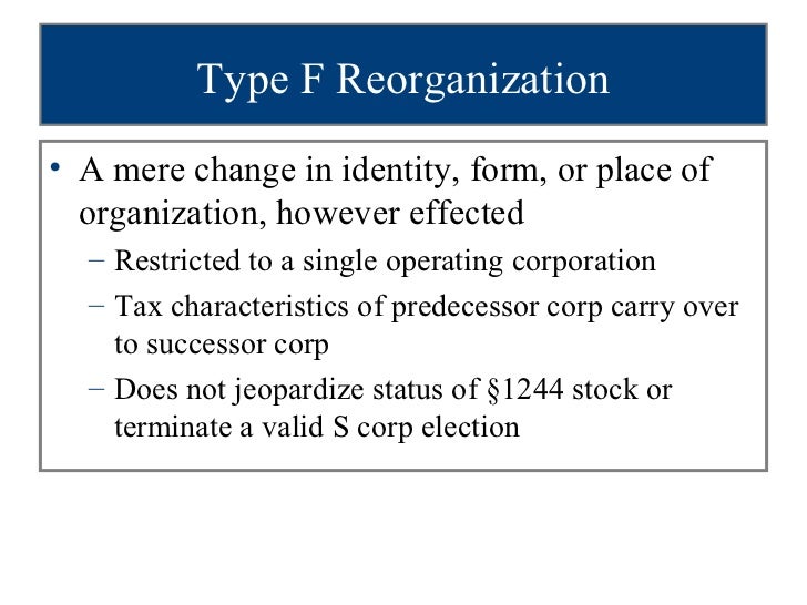 Corporation reorganization