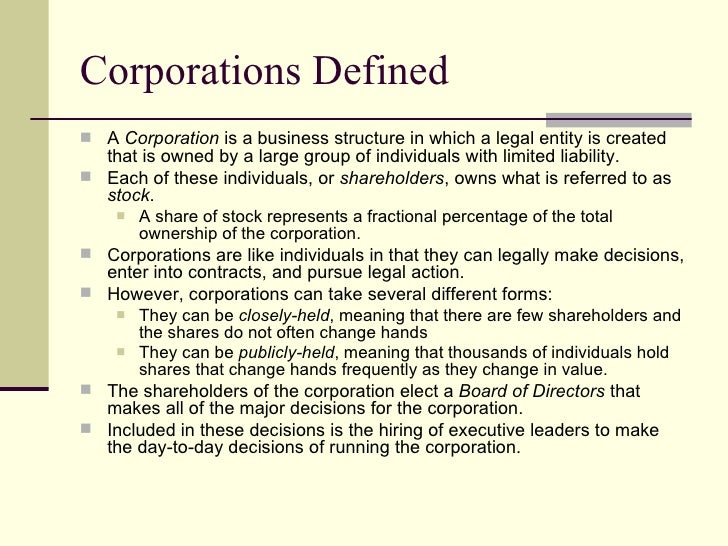 Corporations Defined