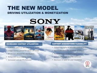 •Extended catch-up and preview on AVOD 
•Longer license period for series on SVOD 
•All devices allowed for distribution 
•Temporary download for SVOD 
•Increased runs on FTV features 
•Conversion rights to allocate content best 
•Spend allocation for platform of choice 
•No extra costs on library films 
•Volume discounts and fee removals 
•Decrease on year-on-year escalation 
THE NEW MODEL DRIVING UTILIZATION & MONETIZATION 
INCREASED CONTENT UTILIZATION 
CONTENT ACQUISITIONS FLEXIBILITY 
7  