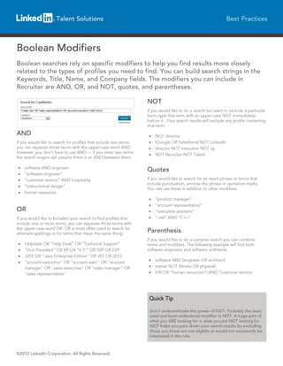 LinkedIn Boolean Modifiers
