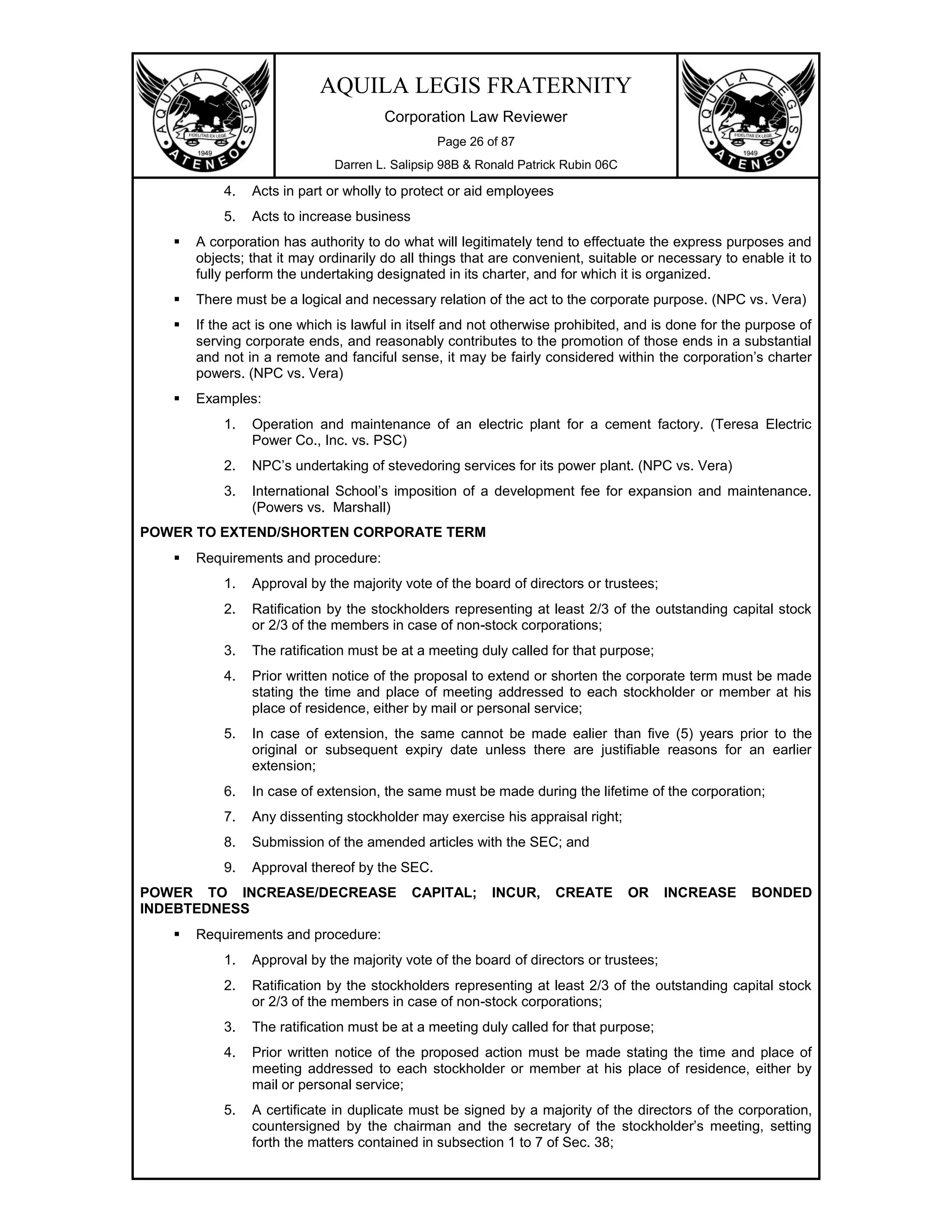 Corporations Code of the Philippines Ateneo Reviewer | PDF