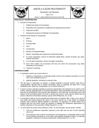 Corporations Code of the Philippines Ateneo Reviewer | PDF