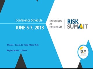 Theme: Learn to Take More Risk
Registration: 1,100 +
 