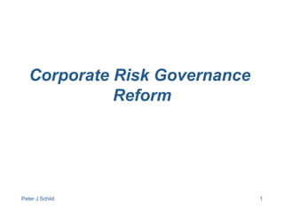 Corporate Risk Governance
             Reform




Peter J Schild                 1
 