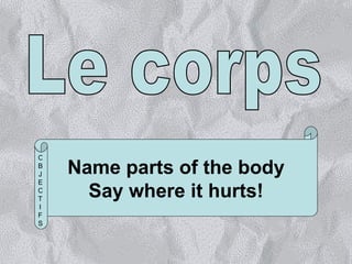 Le corps Name parts of the body Say where it hurts! OBJECTIFS 