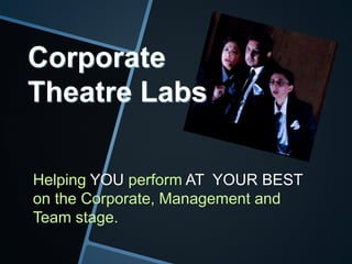 Corporate
Theatre Labs
Helping YOU perform AT YOUR BEST
on the Corporate, Management and
Team stage.
 
