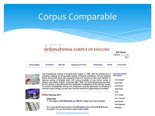 Corpus Comparablehttp://ice-corpora.net/ice/index.htm