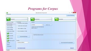 Programs for Corpus
 