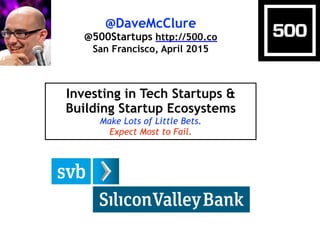 @DaveMcClure
@500Startups http://500.co
San Francisco, April 2015
Corporate Innovation 2.0:
Researching, Investing, Acquiring
Tech Startups
Make Lots of Little Bets. Expect Most to Fail.
 