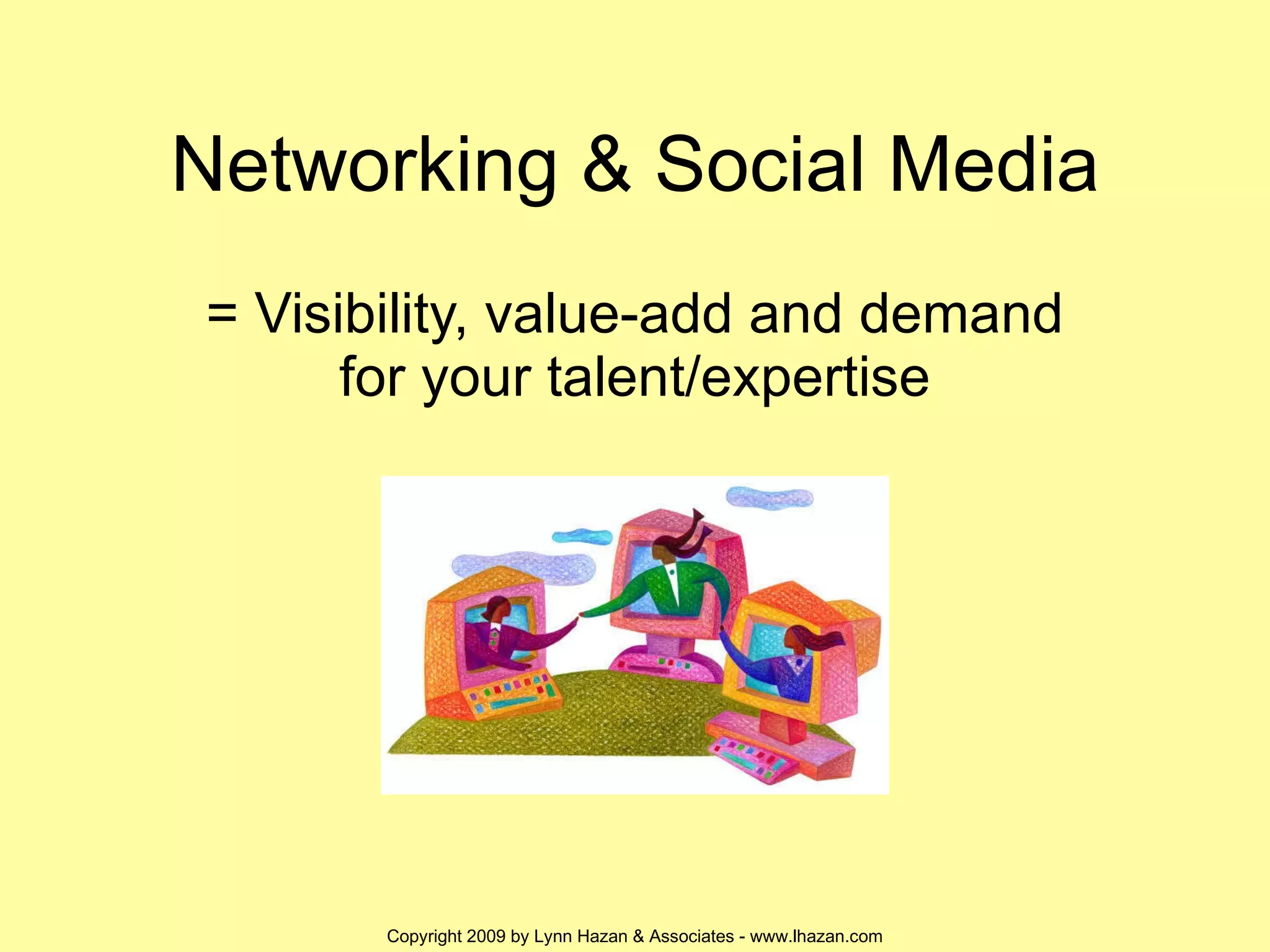 Networking & Social Media = Visibility, value-add and demand for your talent/expertise 