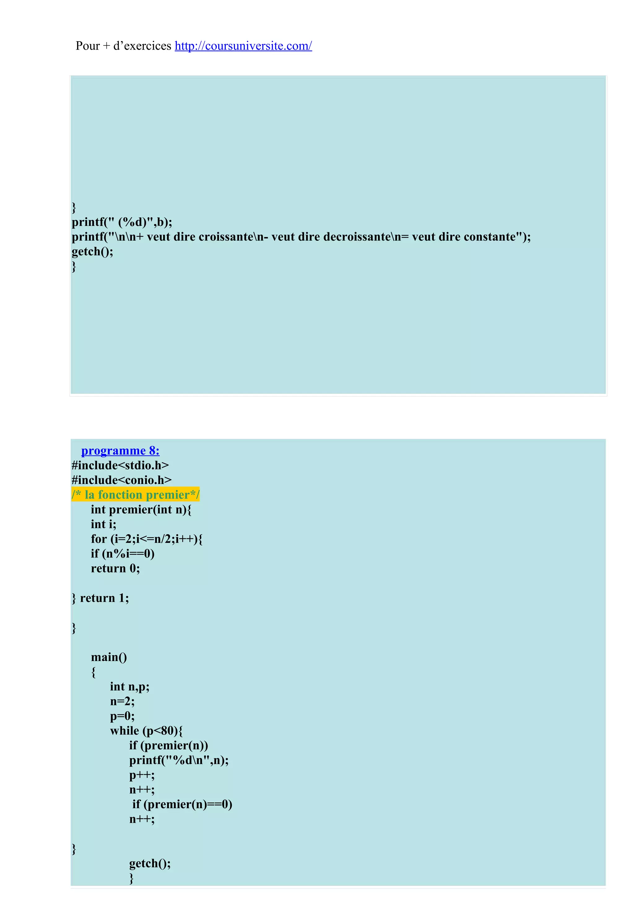 Corrig s exercices langage c doc