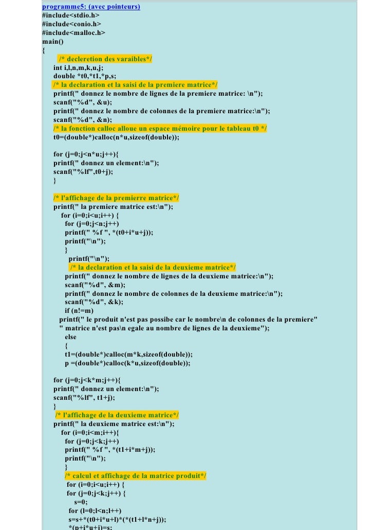 Corrig s exercices langage c