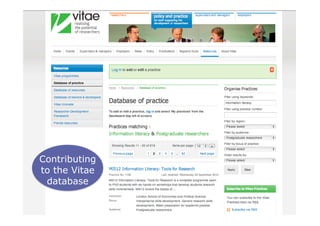 Contributing
to the Vitae
 database
 