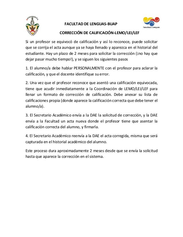 Corrección de calificación
