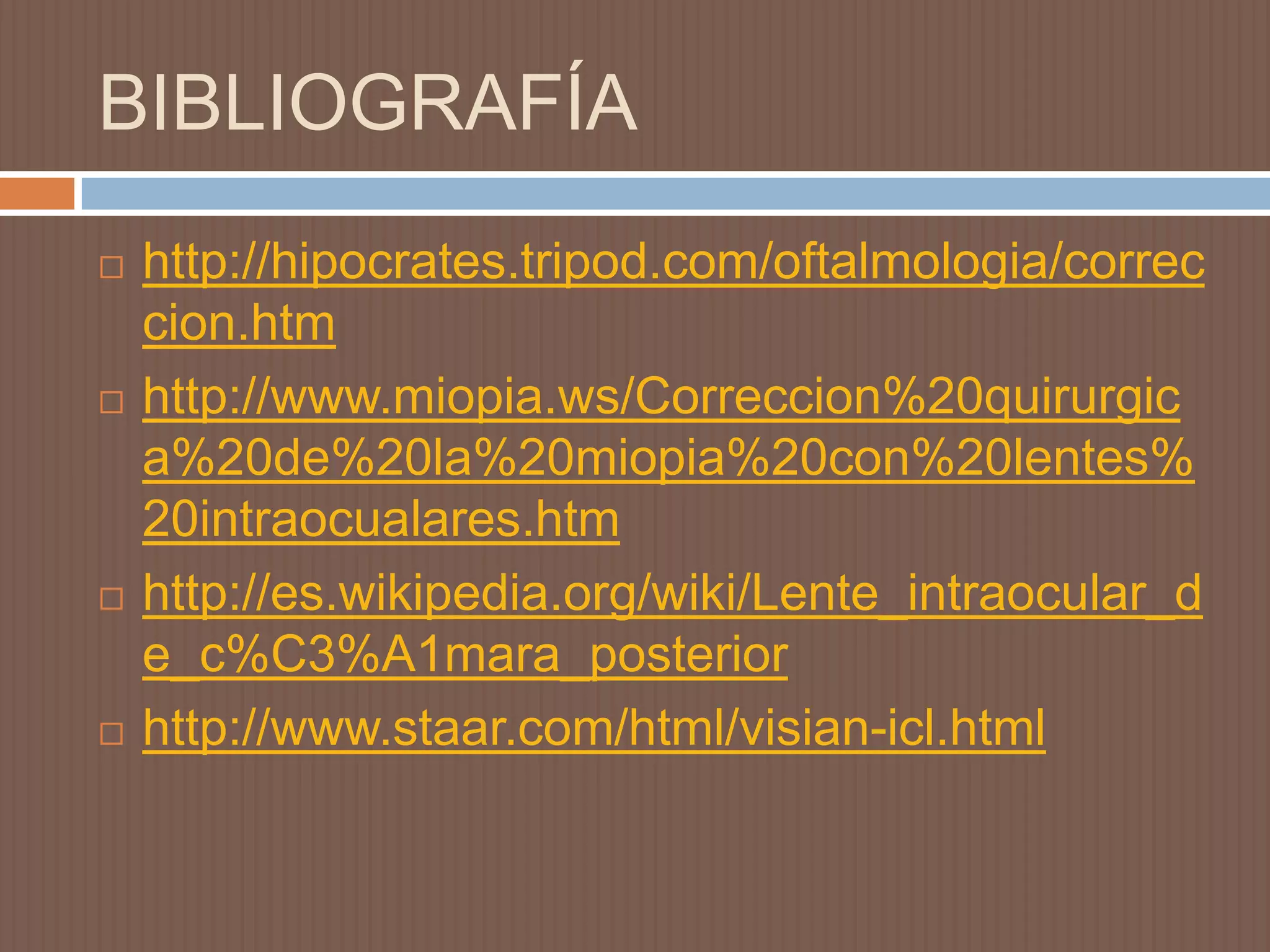 Corrección de miopía alta con lentes intraoculares | PPTX