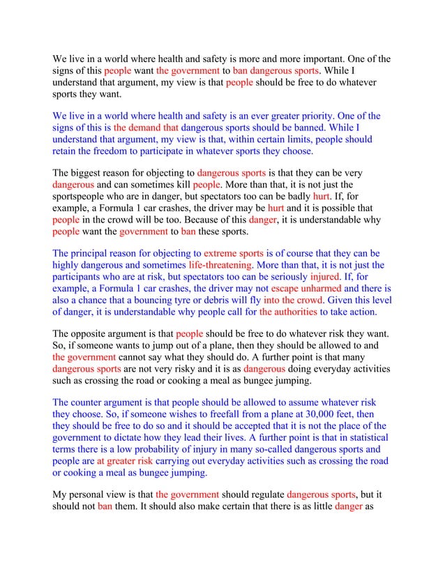 Topic about dangerous sport PDF