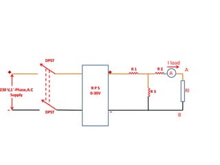 230 V,1`-Phase,A.C
Supply
DPST
DPST
R P S
0-30V
R 1 R 2
R 3
A
B
A
I load
Rl
 