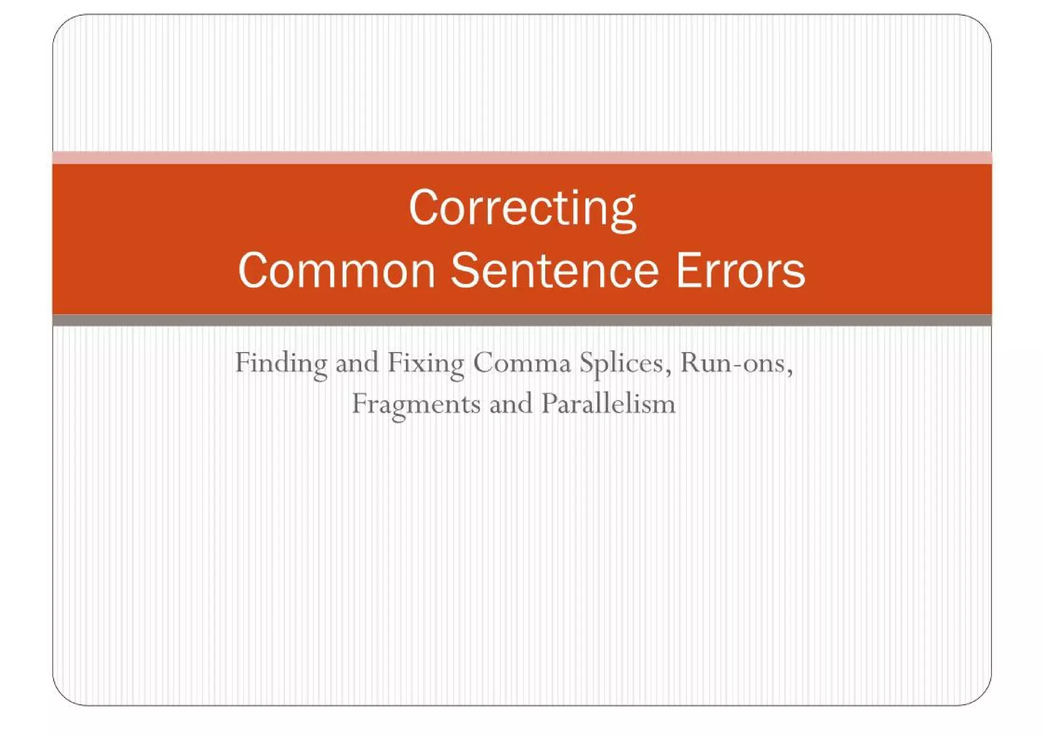 Correcting Common Sentence Errors | PPT
