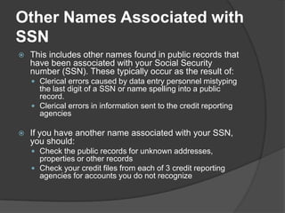Ssn Names Sample Correcting your Public Records | PPTX